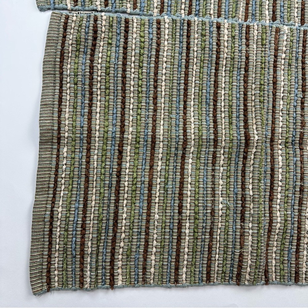 Pier 1 Brown Green Handwoven Natural Fibers Rugs 35.5 x 22.5 Set of 2 - Picture 6 of 11